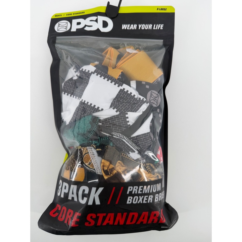 PSD Mens Core Standard Premium Boxer‎ Briefs 3 Pack XL Fortune Print NWT